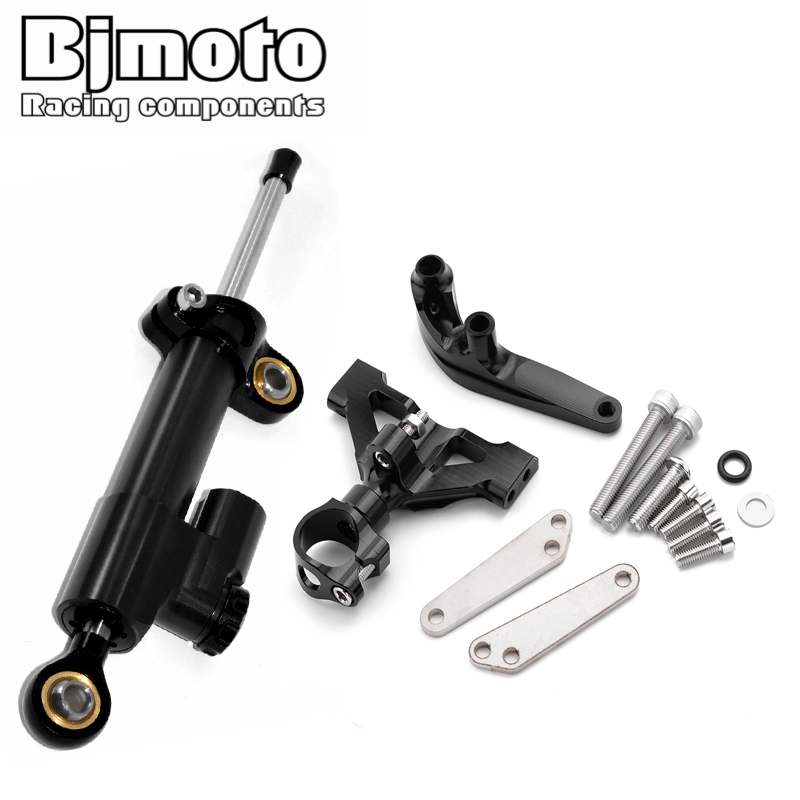 Steering Damper Stabilizer Kit Cnc - BJMOTO Motorrad Lenkungsdämpfer Montagehalterung Kit Stabilisator